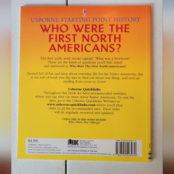 EUC Usborne Who were the First North Americans book - Picture 2 of 3